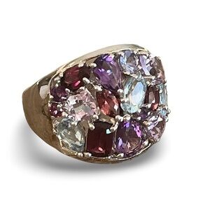 Sterling Silver Pink Purple Gemstone Ring Size 8